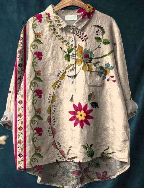 Loose Print Crew Neck Casual Plus Size Women's T-shirt