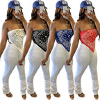 Printed bra bandanna top