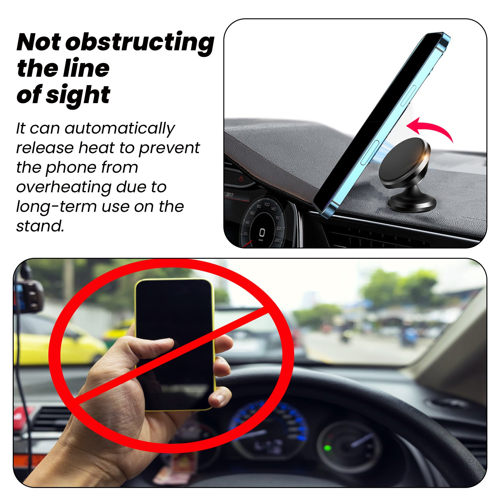 Rayhong Car Stand New Magnetic Folding Mobile Phone Stand For Rotating Dashboard Navigation For Cars