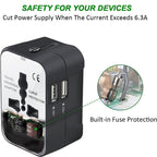 Travel Adapter, Worldwide All In One Universal Travel Adapter Wall Charger AC Power Plug Adapter Wi