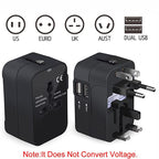 Travel Adapter, Worldwide All In One Universal Travel Adapter Wall Charger AC Power Plug Adapter Wi
