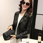 European And American Motorcycle Women's Clothing Leather Coat