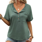 Loose Top Cardigan Button Pocket