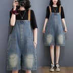 Art Loose-fitting Versatile Plus Size Shoulder Strap Jeans